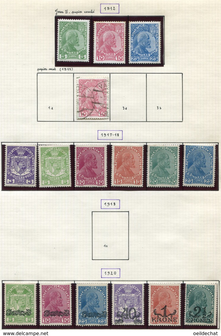 11899 LIECHTENSTEIN Collection Vendue Par Page N°1/3, 2a, 4/9, 11/6 */ °  1912-20  B/TB - Collections