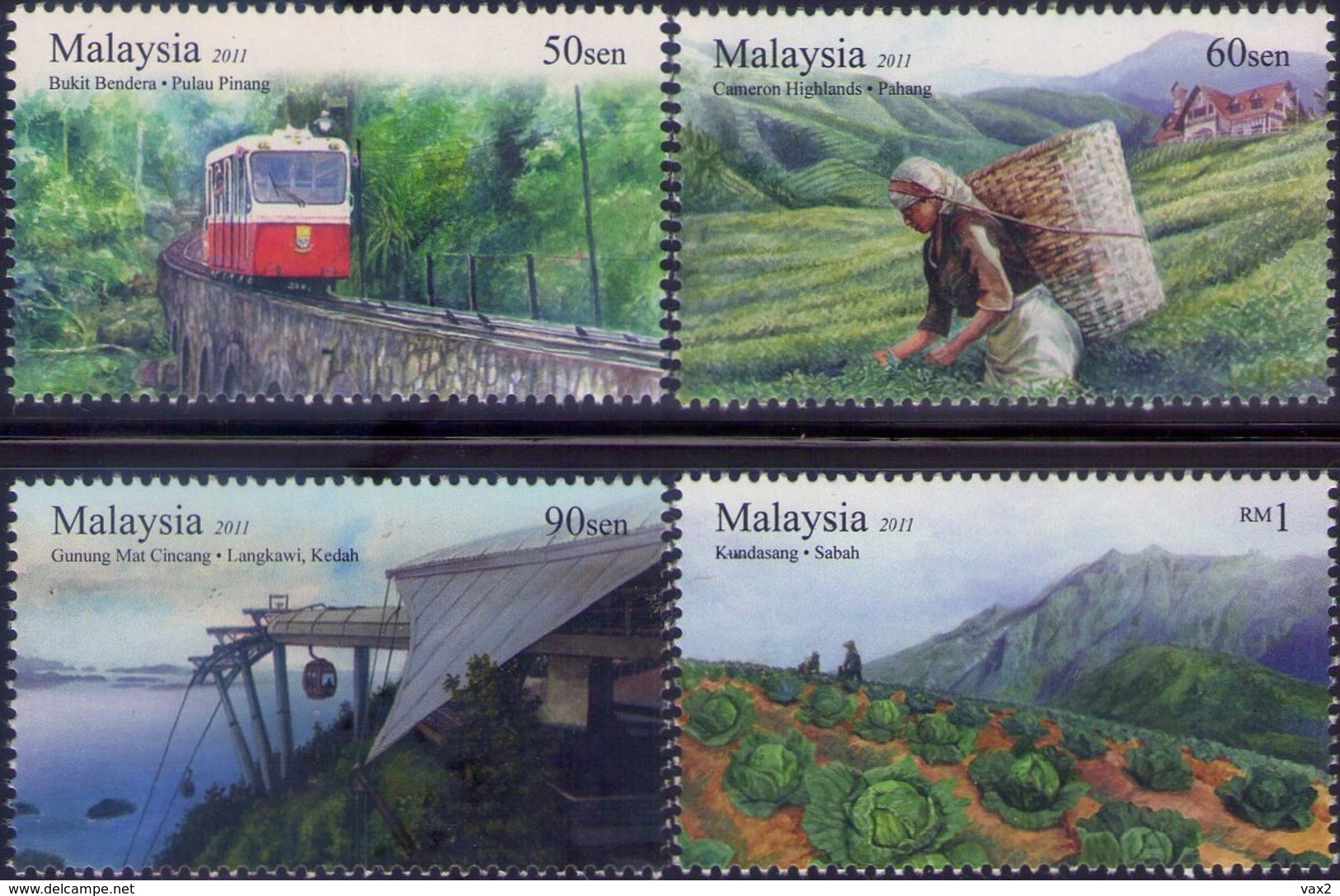 Malaysia 2011 S#1341-1344 Highland Tourist Spot MNH Railway Bridge Flora Vegetable Mountain Tea - Malesia (1964-...)