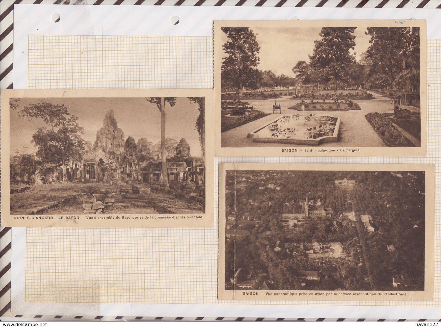 9AL737 VIET NAN SAIGON Angkor Lot De 3 Cartes 1 Pliée2 SCANS - Viêt-Nam