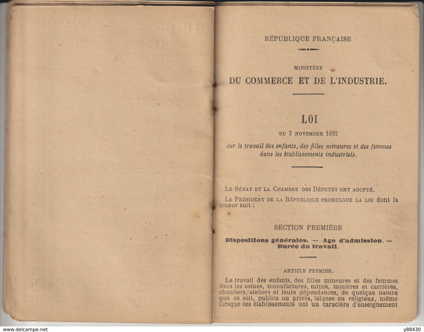 Livret Personnel De L'enfanf à GANNAT. Allier - Année 1907 - TRAVAIL DES ENFANTS DANS L'INDUSTRIE - 44 Pages - 15 Photos - Décrets & Lois