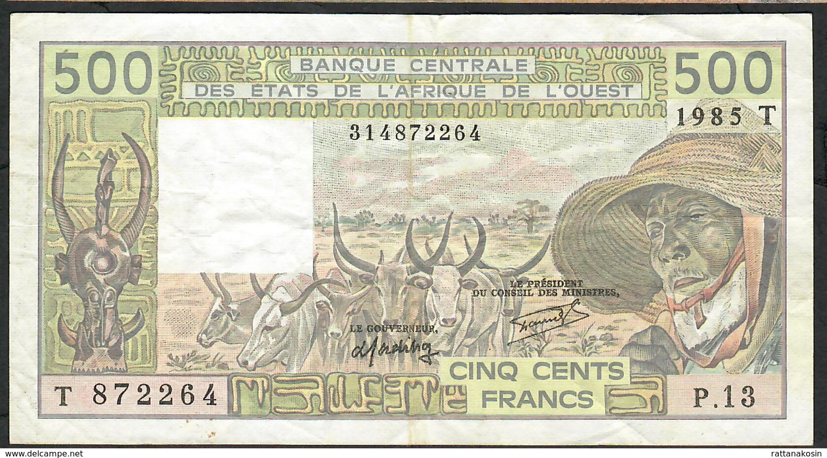 W.A.S. TOGO P806Tg 500 FRANCS 1985 VF NO P.h. - États D'Afrique De L'Ouest