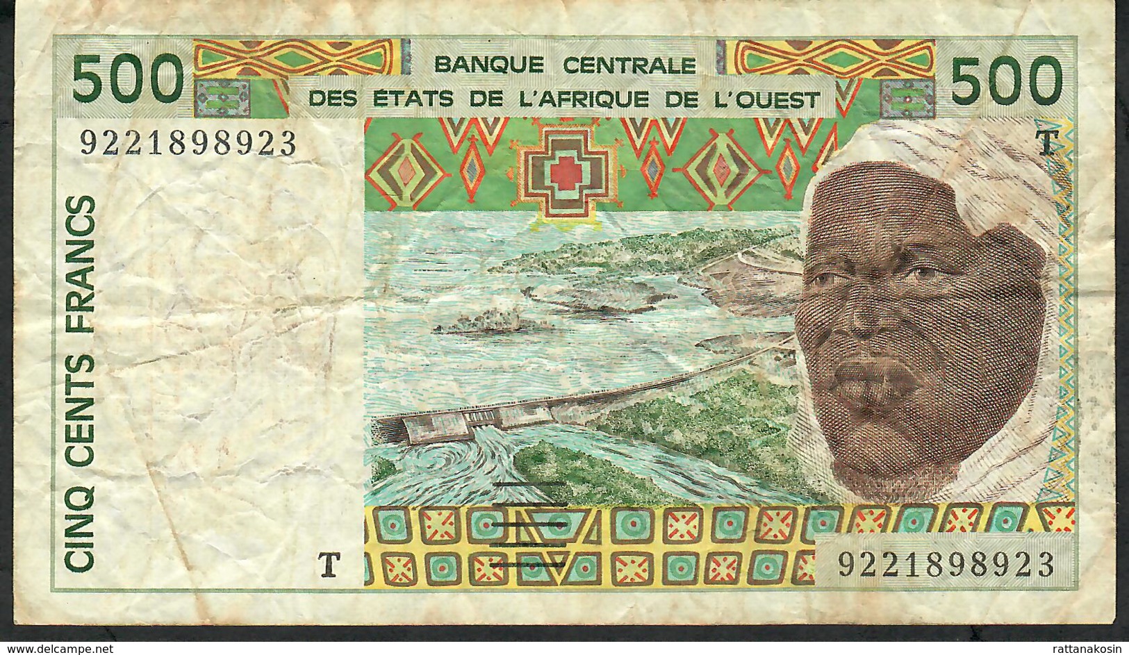 W.A.S. TOGO P810Tb 500 FRANCS (19)92  VF NO P.h. - West African States