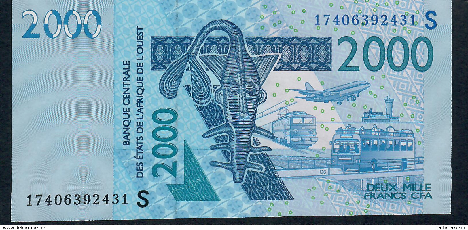 W.A.S. P916Sq 2000 FRANCS (20)17 UNC. - West African States