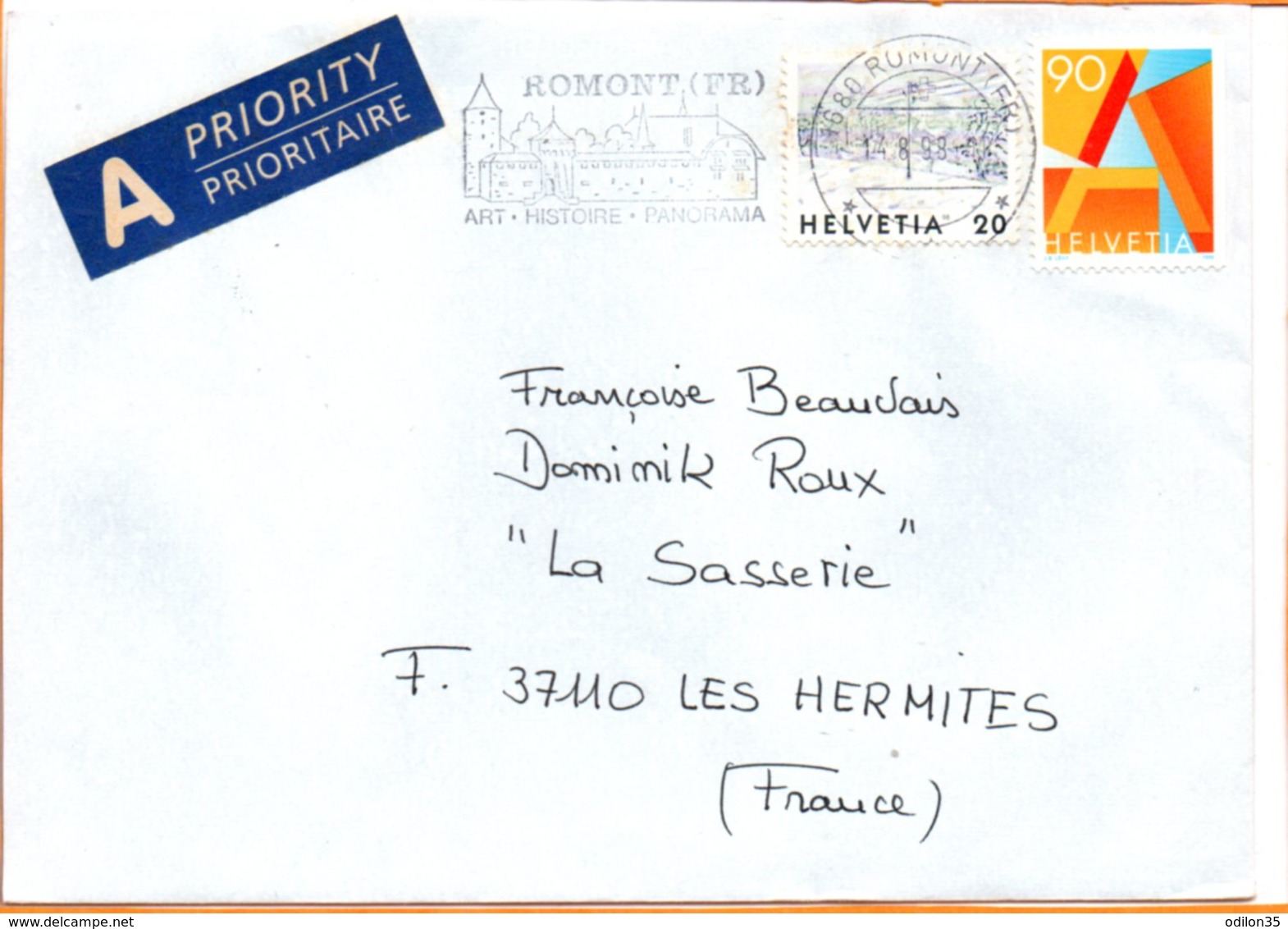 Suisse, Lettre De Romont, Flamme Touristique - Lettres & Documents