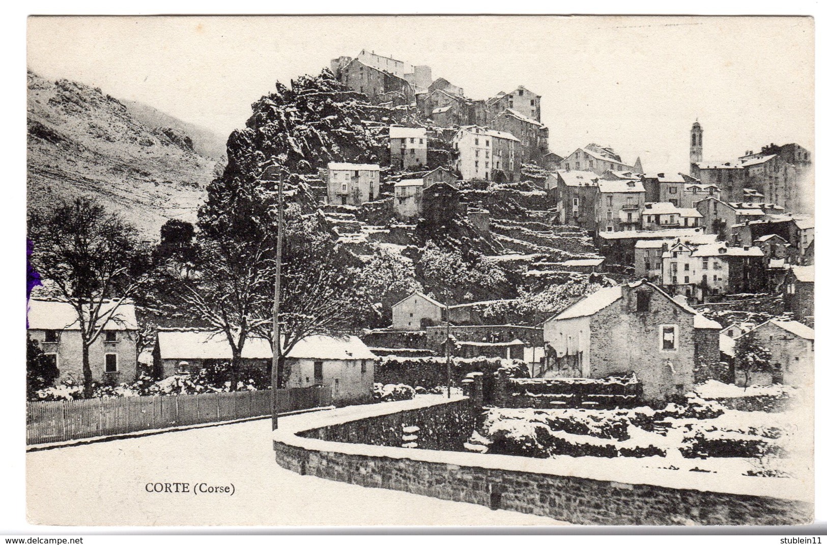 Corse.  Corte. Vue Générale         LES 2 CARTES - Corte