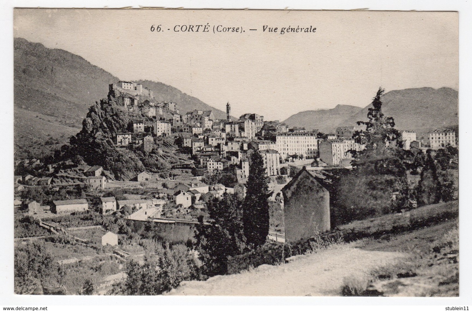 Corse.  Corte. Vue Générale         LES 2 CARTES - Corte