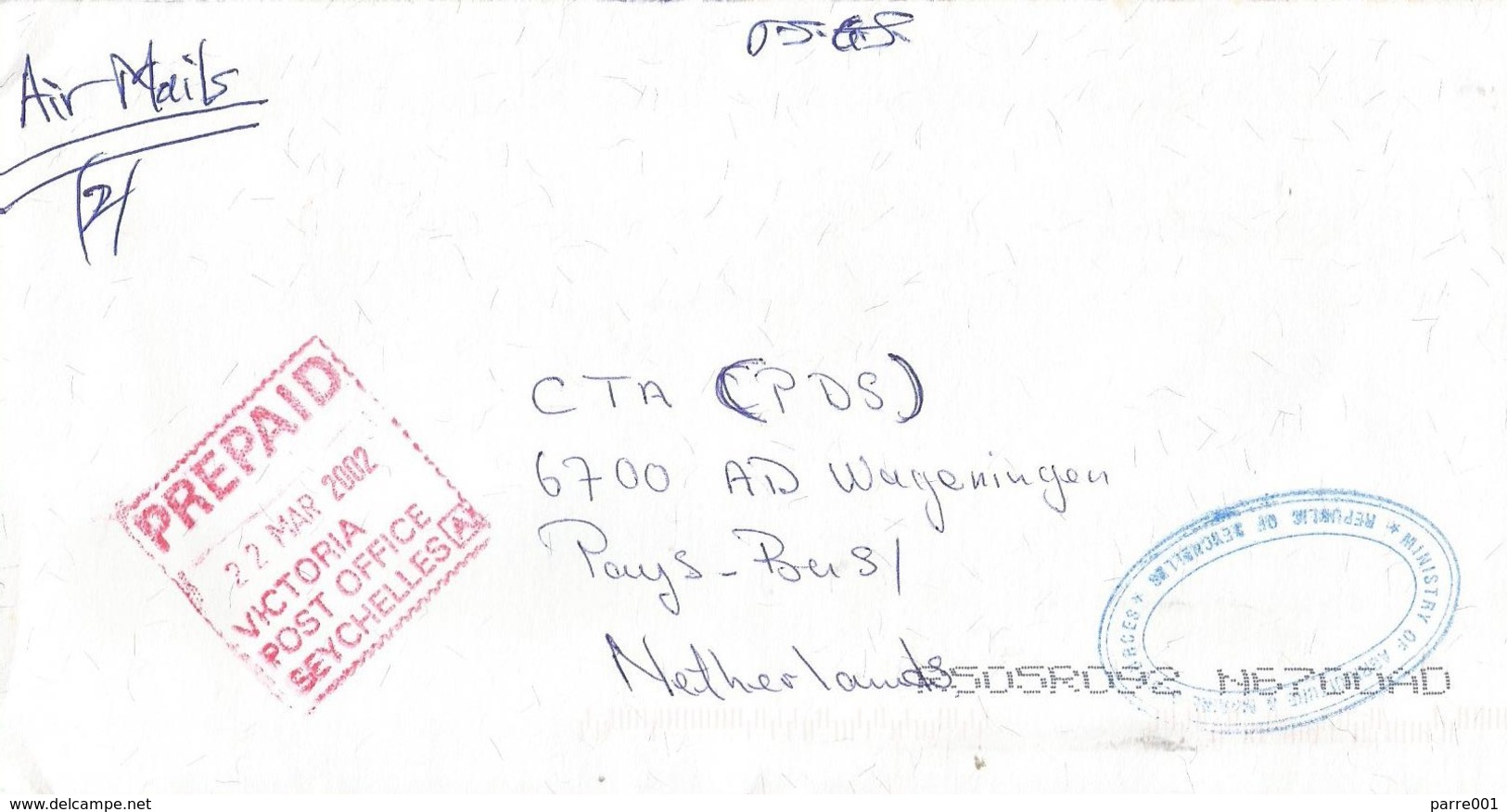 Seychelles 2002 Victoria Postage Paid Prepaid A Official Unfranked Cover - Seychellen (1976-...)