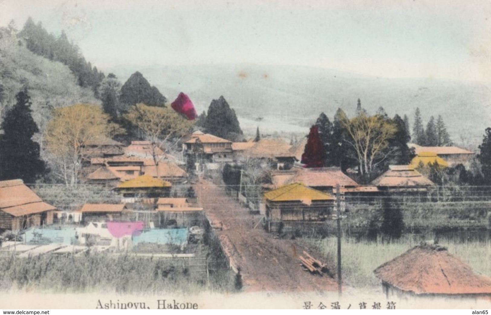 Ashinoyu Hakone Japan, View Of Village, C1900s Vintage Postcard - Autres & Non Classés