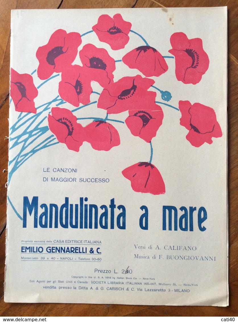 SPARTITO MUSICALE VINTAGE  PRIMAVERA DI BACI  Di Ferraro-Correra-Fonzo Casa Editrice EMILIO GENNARELLIO & C. NAPOLI - Musique Folklorique