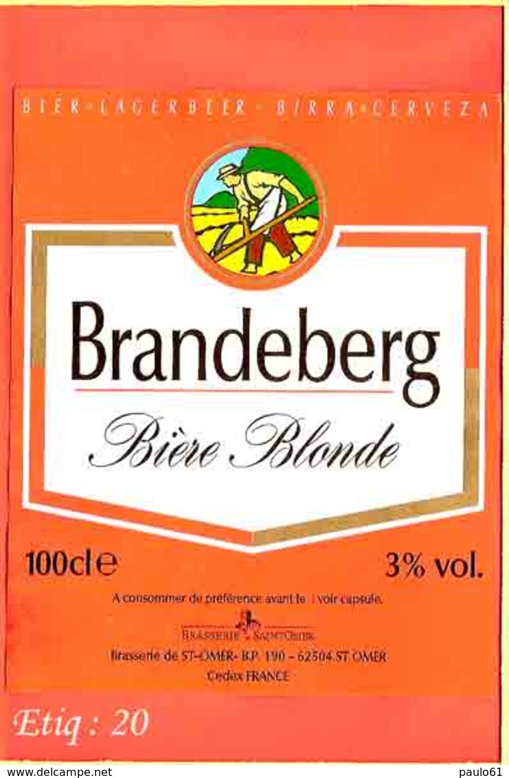 Etiquette De Biere :Biere Blonde BRANDEBERG - Bière