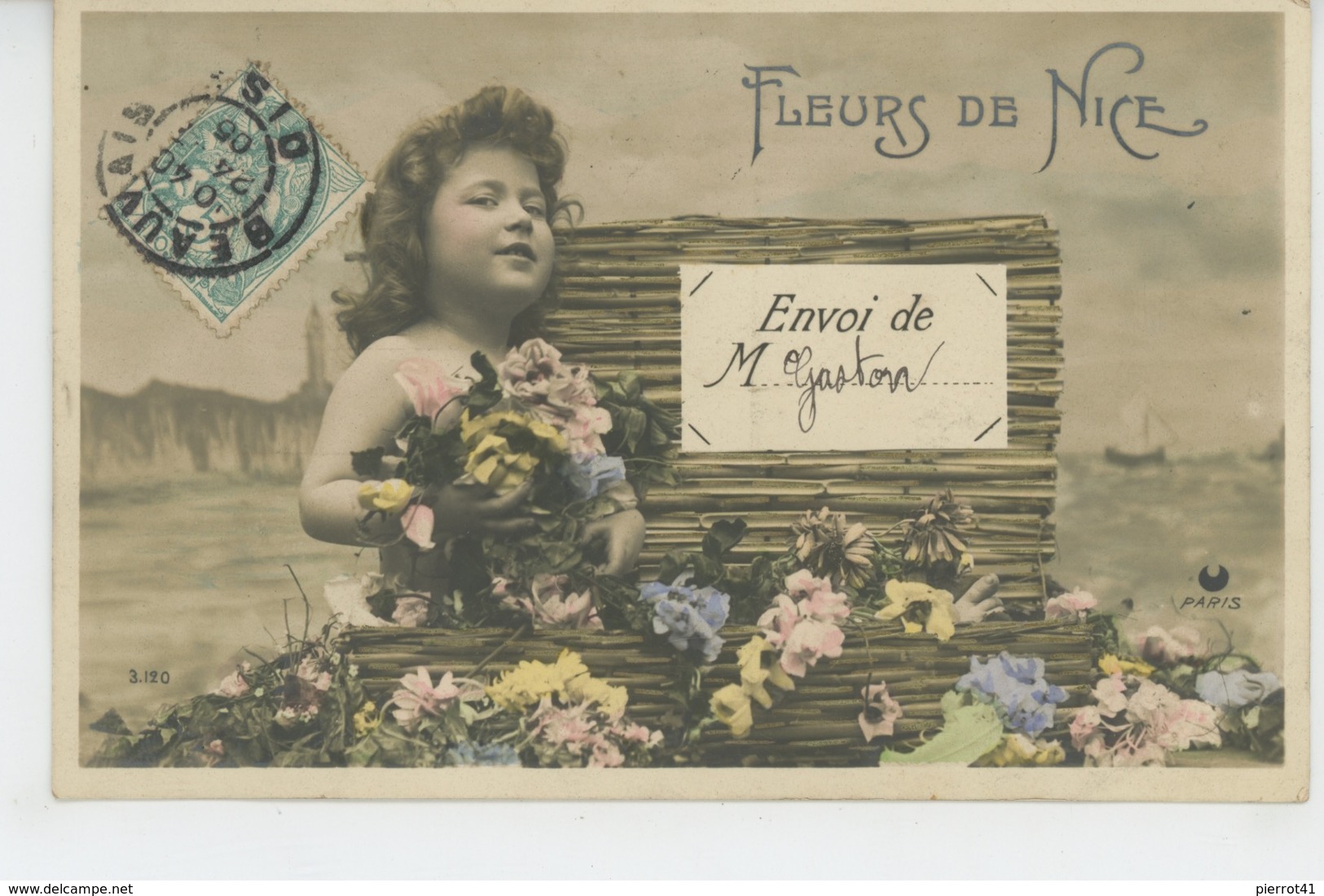 ENFANTS - LITTLE GIRL - MAEDCHEN - Jolie Carte Fantaisie Portrait Fillette Et Fleurs "FLEURS DE NICE " - Portraits