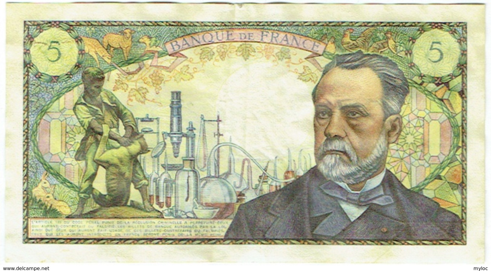 Billet. France. 5 Francs. Pasteur. 4-11-1966. - 5 F 1966-1970 ''Pasteur''