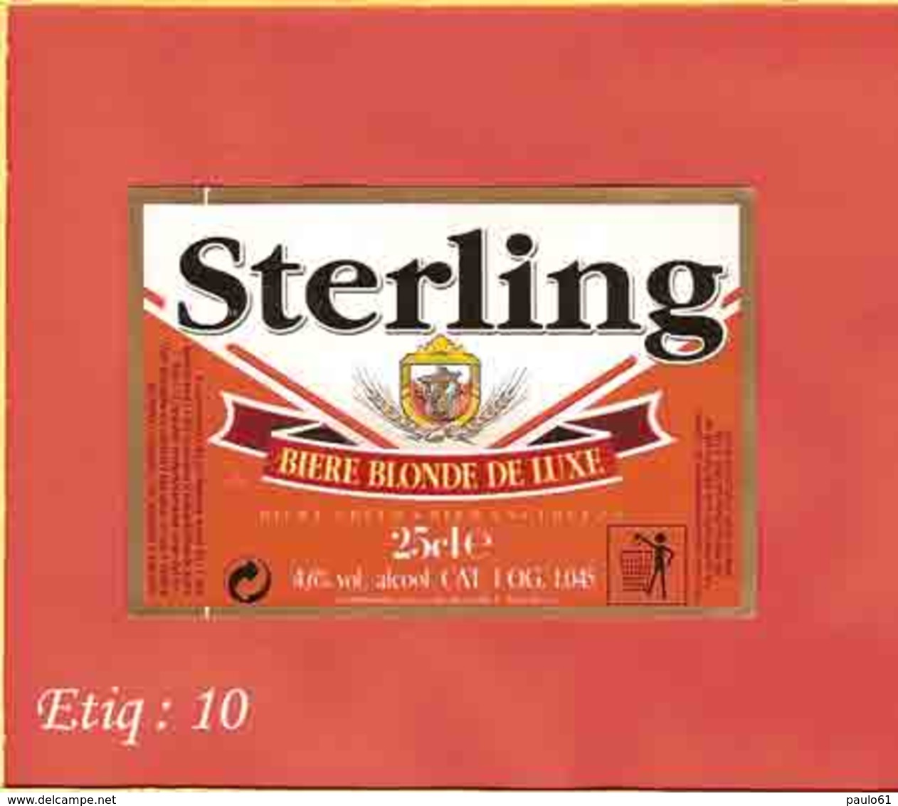 Etiquette De Biere :Biere Blonde STERLING - Bière