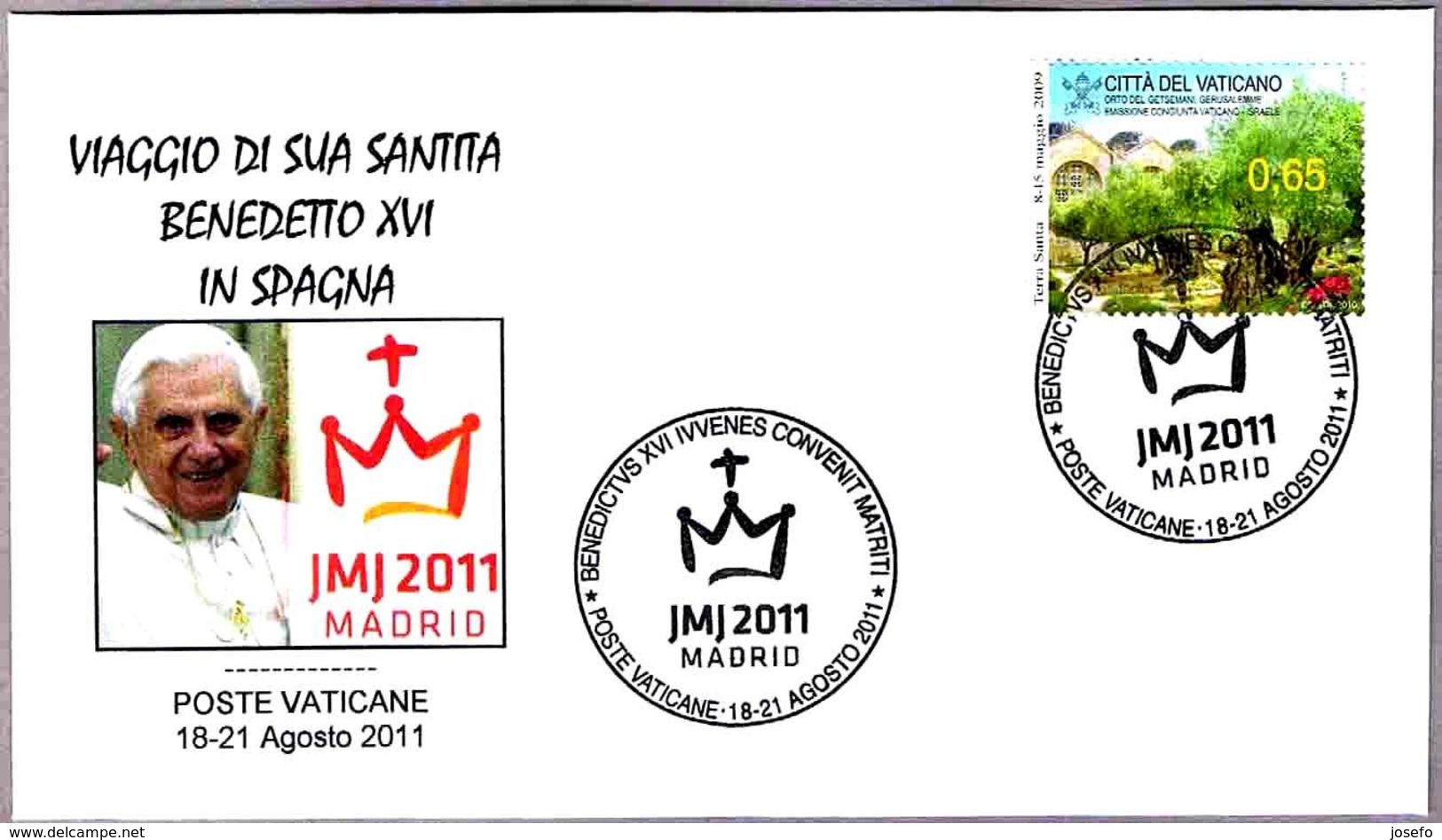 BENEDICTO XVI En JMJ 2011 MADRID. Poste Vaticane 2011 - Papas