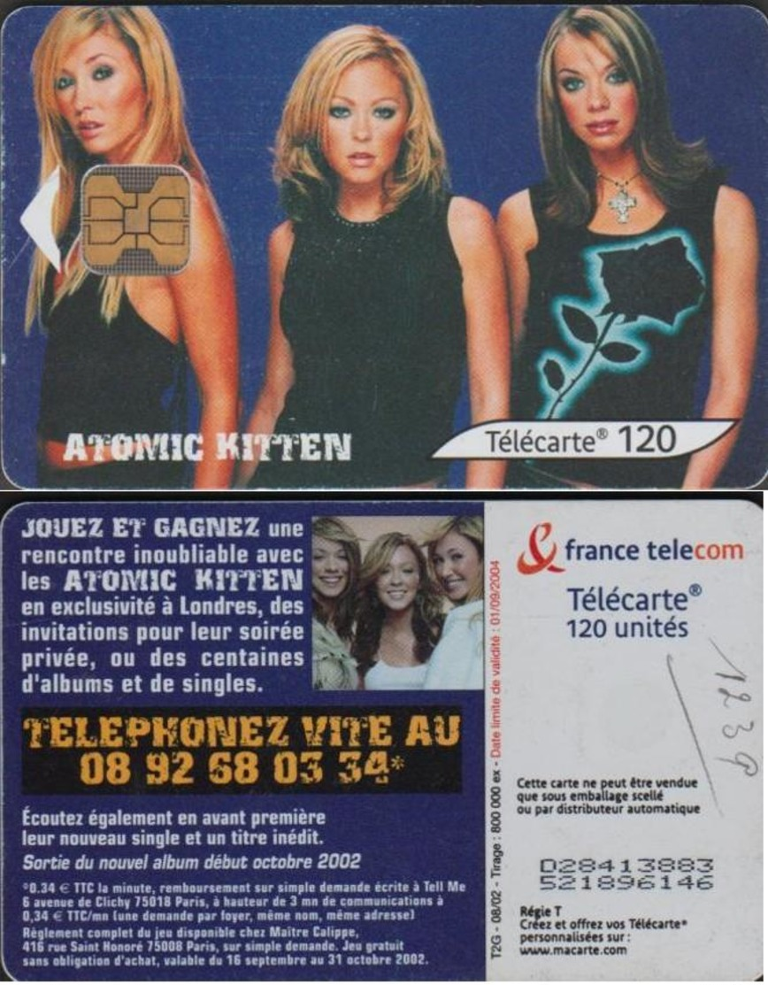 F1239  ATOMIC KITTEN 120 U TELECARTE PUCE OB2 2002/08 COTE 35€ - Varietà