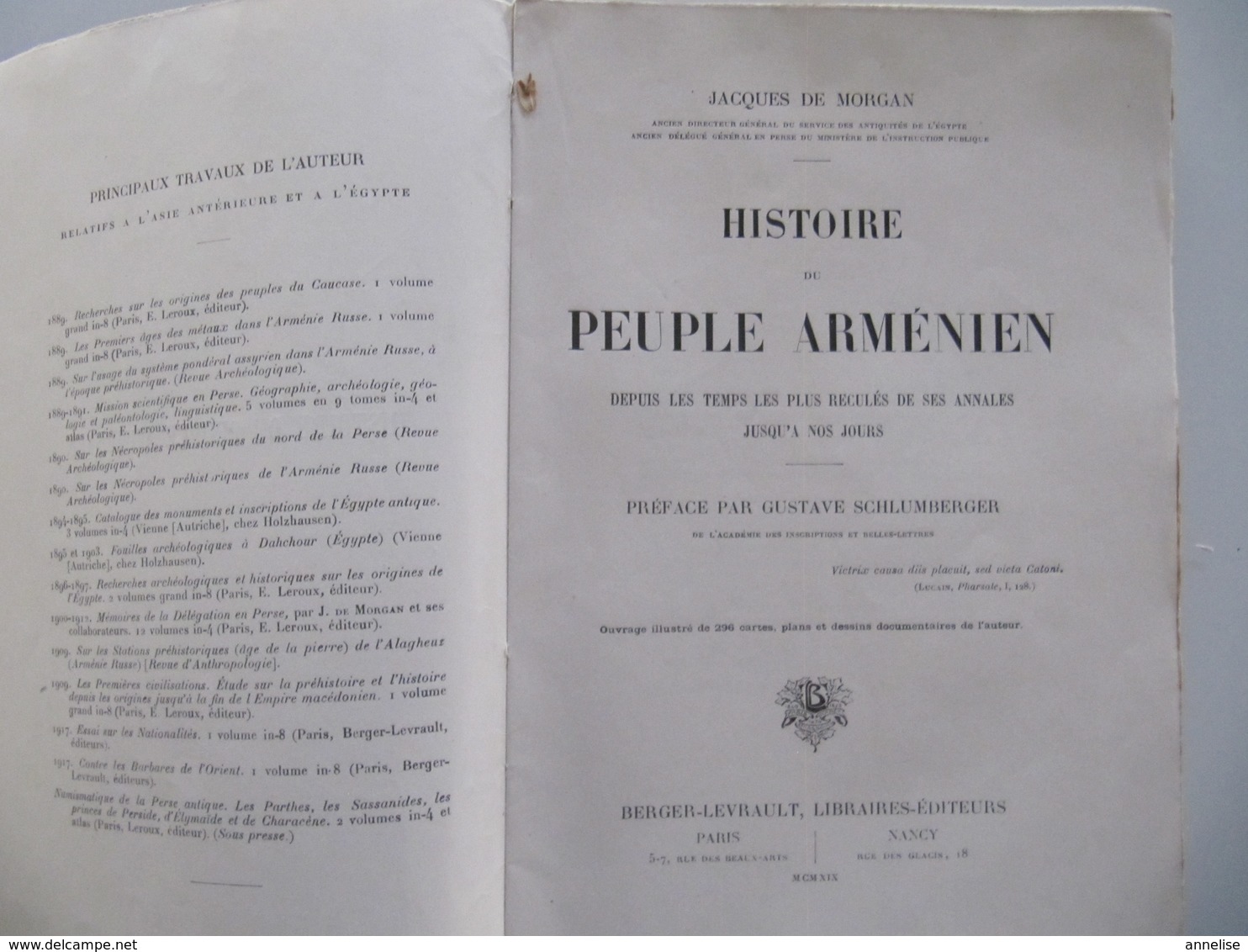 1919 Histoire Du Peuple Arménien - Jacques De Morgan - Ed Berger Levrault Paris - Histoire