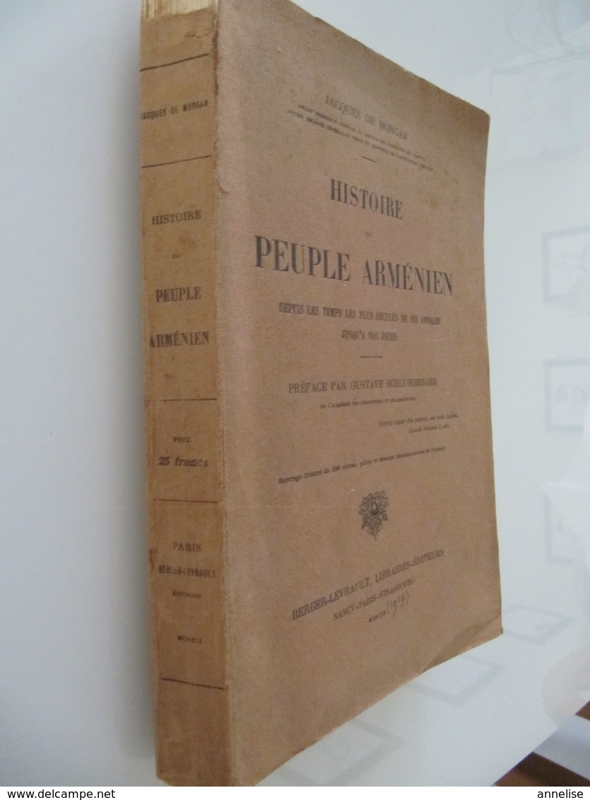 1919 Histoire du Peuple Arménien - Jacques de Morgan - Ed Berger Levrault Paris