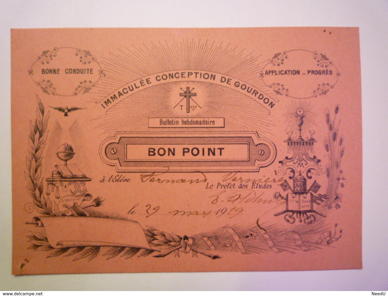 GP 2019 - 618  BON POINT  De L'Immaculée Conception De  GOURDON  (Lot)   1919   XXX - Unclassified