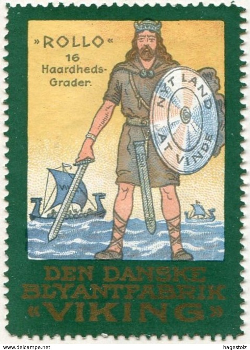 Denmark Pencil Factory Blyantfabrik VIKING SHIP Drakkar Wikinger-Schiff Boat Boot Bateau Poster Vignette Reklamemarke - Barcos