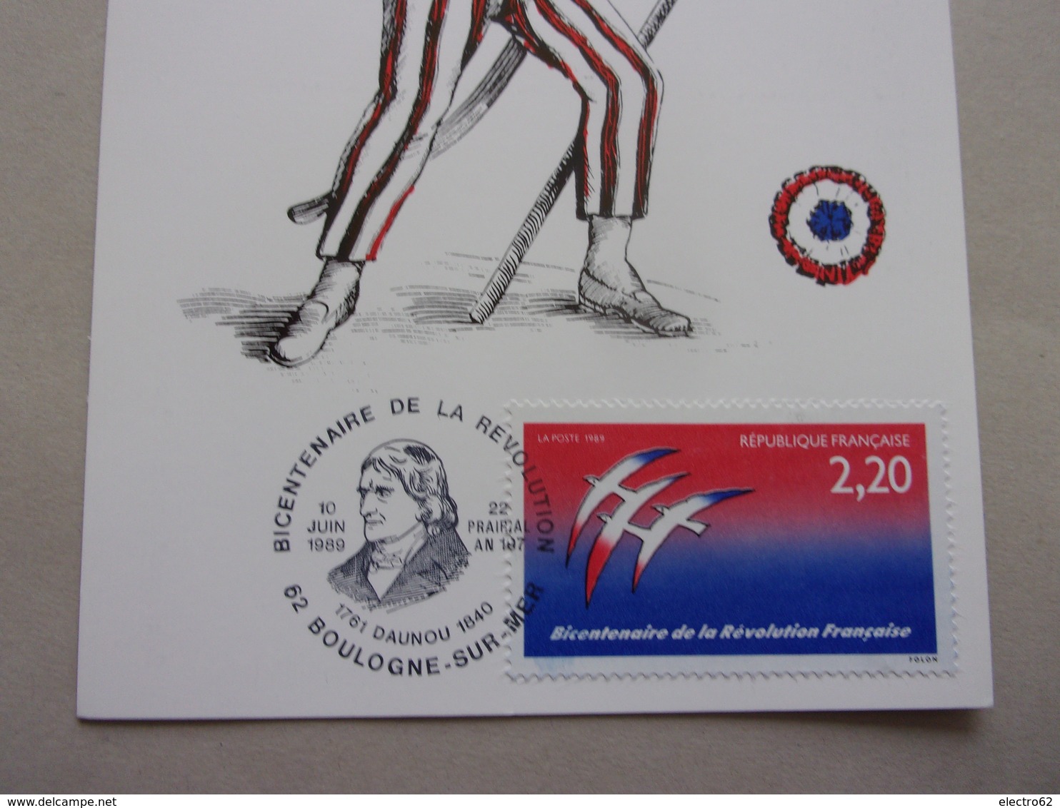Carte Postale Bicentenaire Révolution Française  "sans Culotte"  J M Folon   Oblitération Daunou - Révolution Française