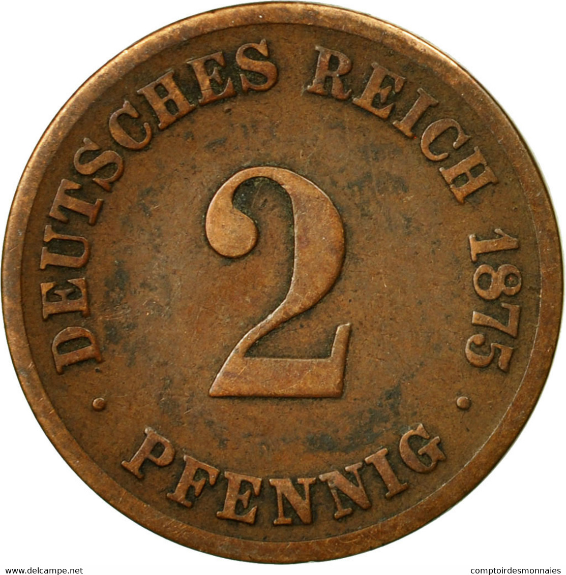 Monnaie, GERMANY - EMPIRE, Wilhelm I, 2 Pfennig, 1875, Frankfurt, TB+, Cuivre - 2 Pfennig