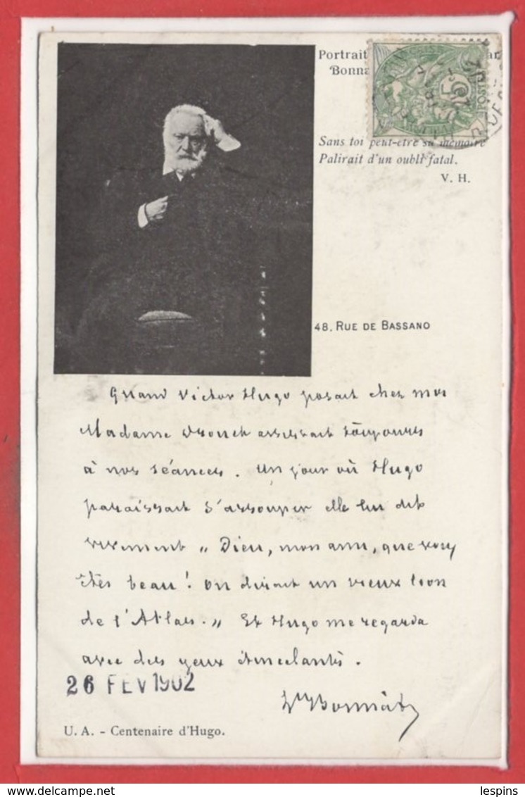 Célébritées - ECRIVAINs - VICTOR HUGO - Centenaire D'HUGO - Sans Toi Peut Etre Sa Mémoire - Ecrivains