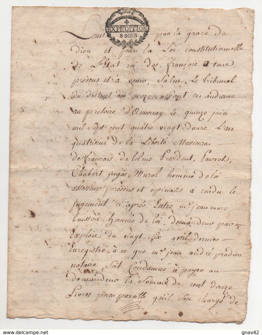 Acte  Fait à Annonay Ardèche 1792 - Manuscrits