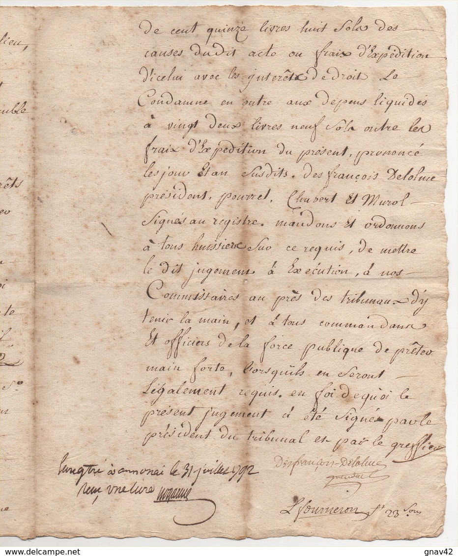 Acte  Fait à Annonay Ardèche 1792 - Manuscrits