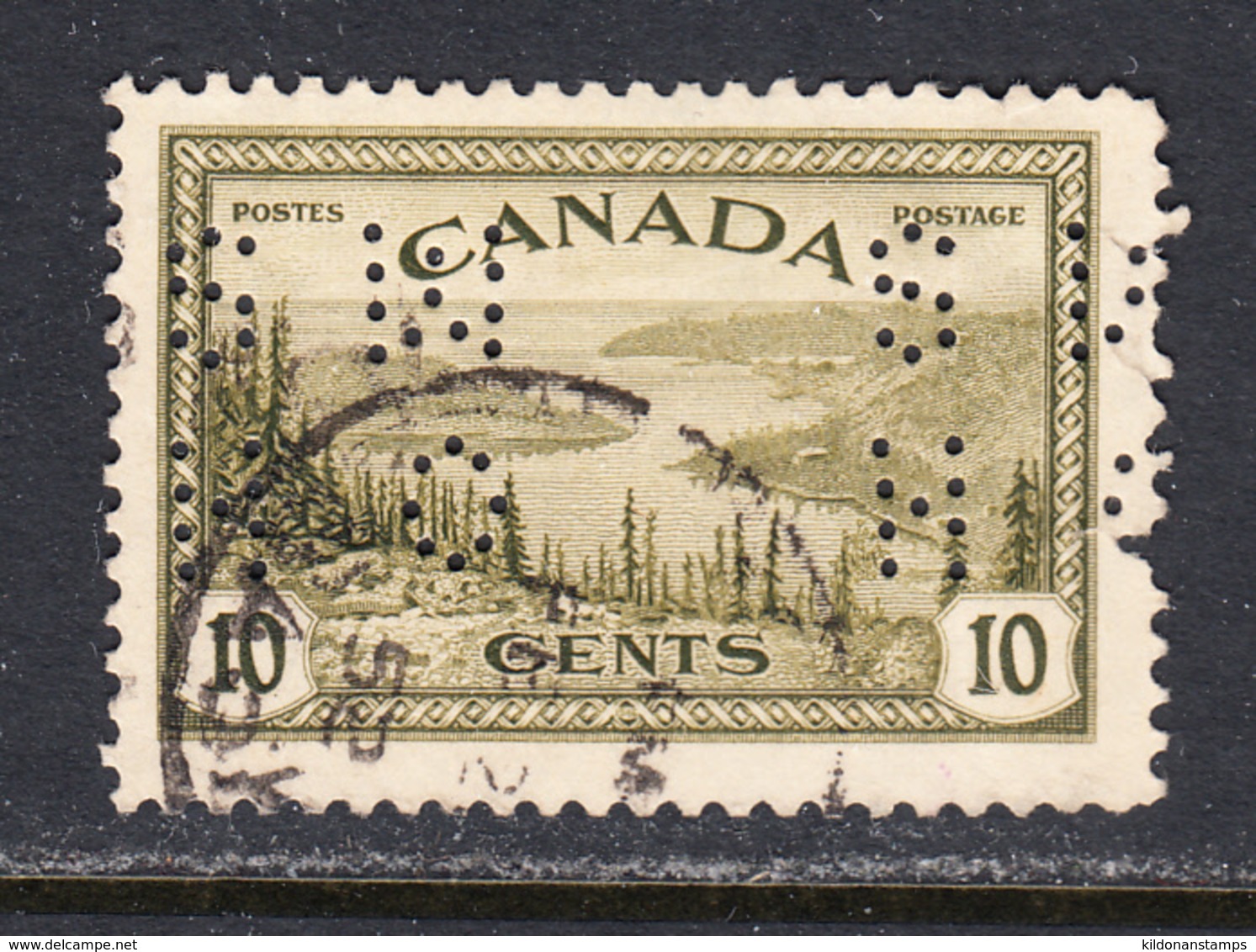 Canada 1946 OHMS, Cancelled, Inverted Perfin, Sc# O269 - Perfin