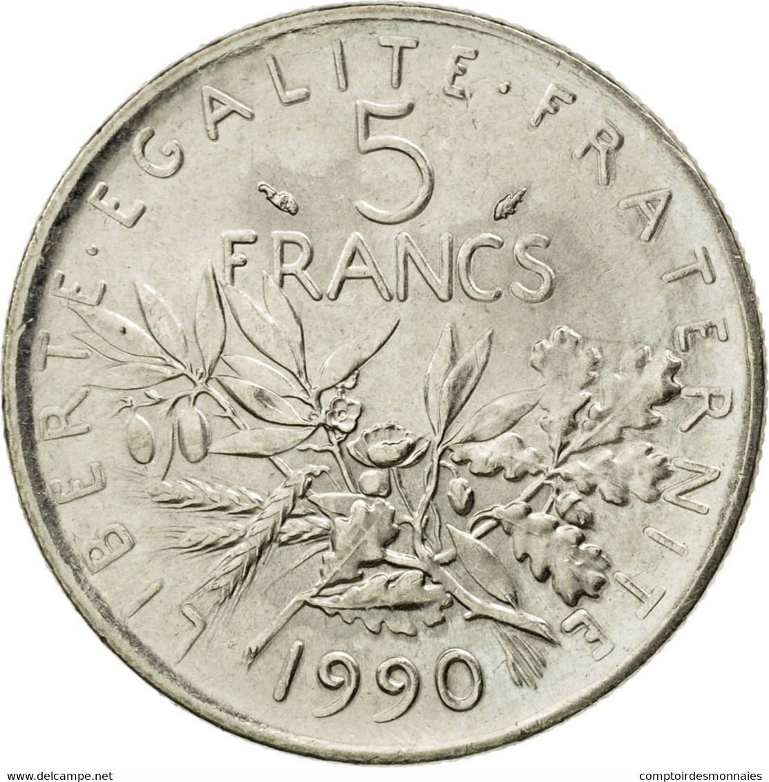 Monnaie, France, Semeuse, 5 Francs, 1990, Paris, TTB, Nickel Clad Copper-Nickel - Autres & Non Classés