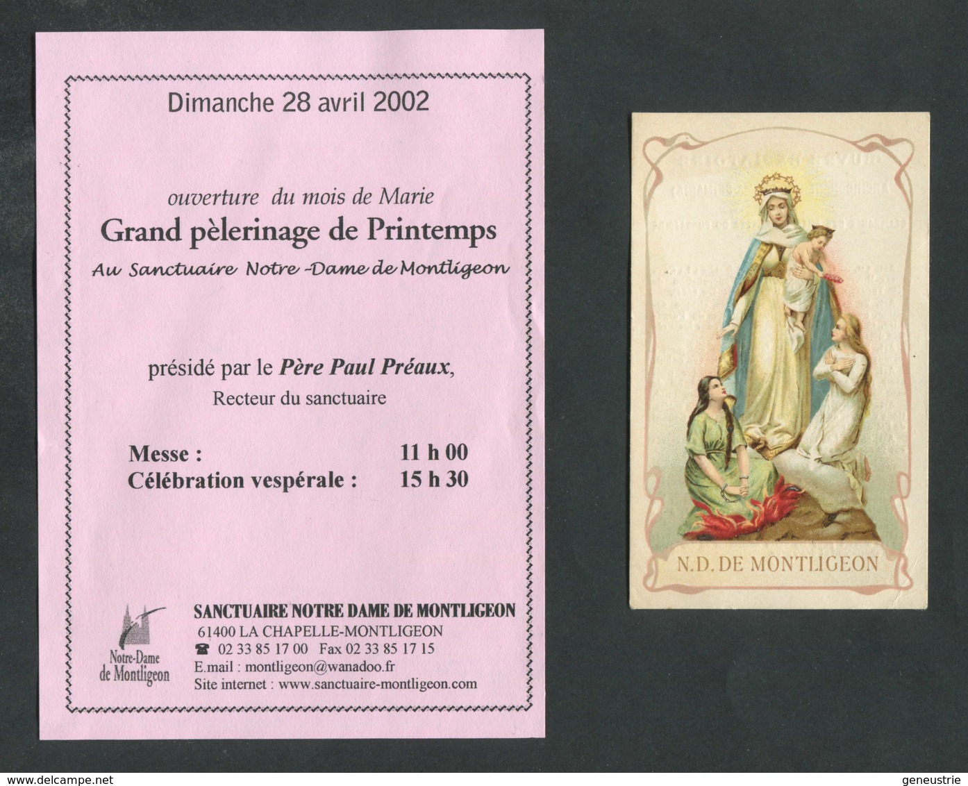 Canivet - Image Pieuse Ancienne + Flyer Moderne 2002 "Notre-Dame De Montligeon" Normandie - Religion & Esotérisme