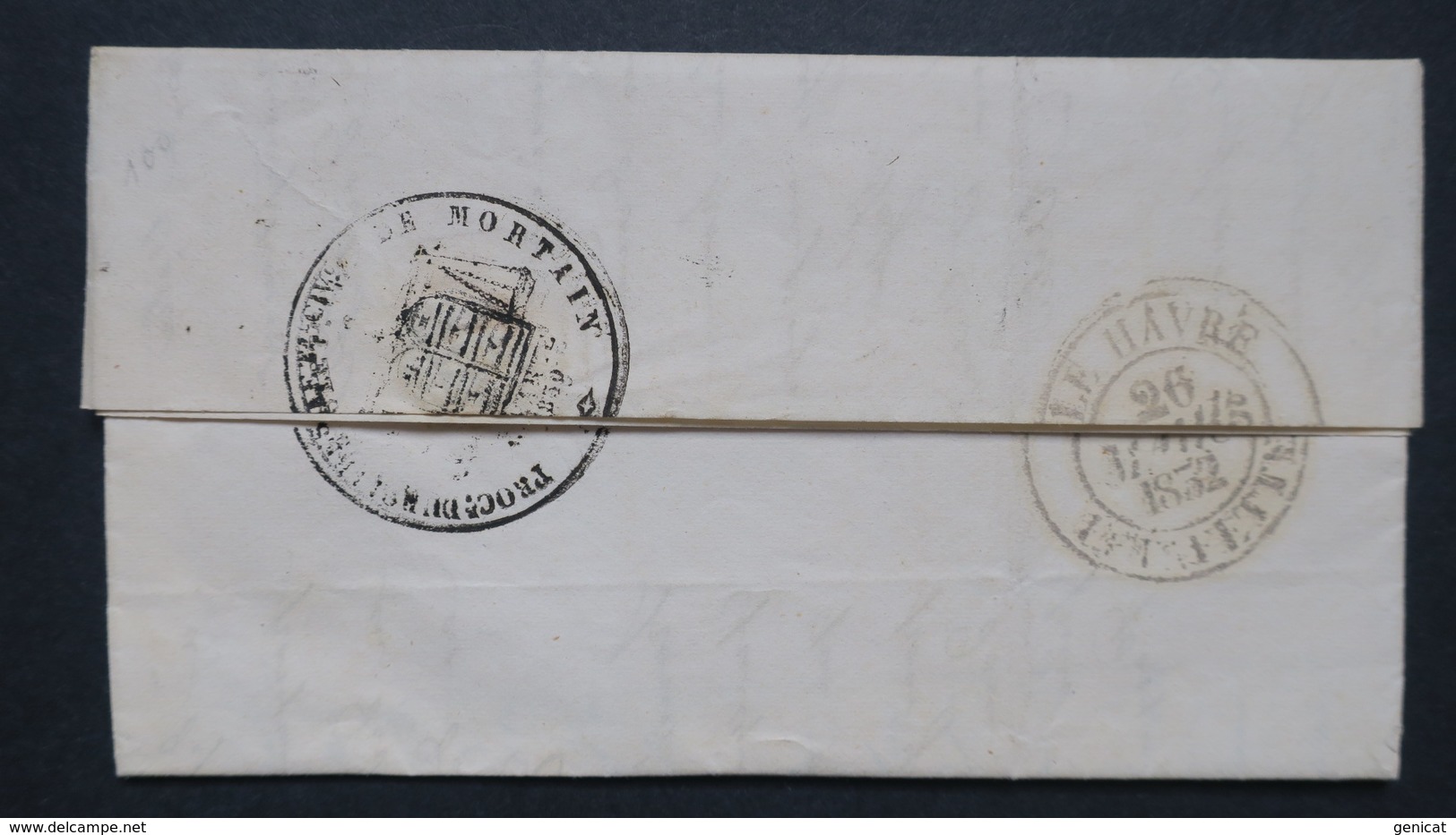 Lettre Du Procureur Du Roi A Mortain Manche Pour Le Tribunal Du Havre 1832 Au Verso CaD Le Havre Estafette - 1801-1848: Precursores XIX