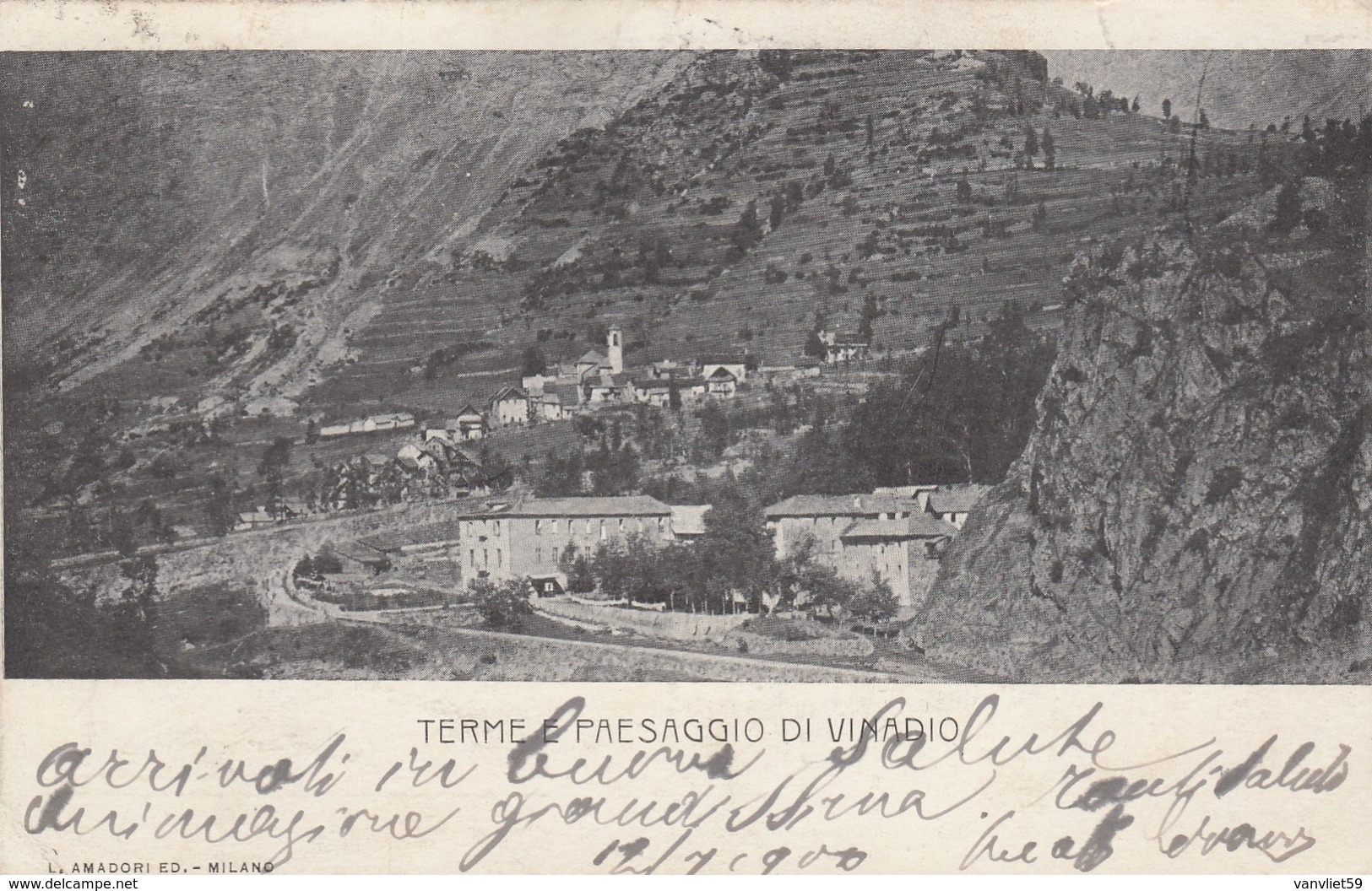 TERME DI VINADIO-CUNEO-PAESAGGIO-CARTOLINA VIAGGIATA IL 14-7-1901 - Cuneo