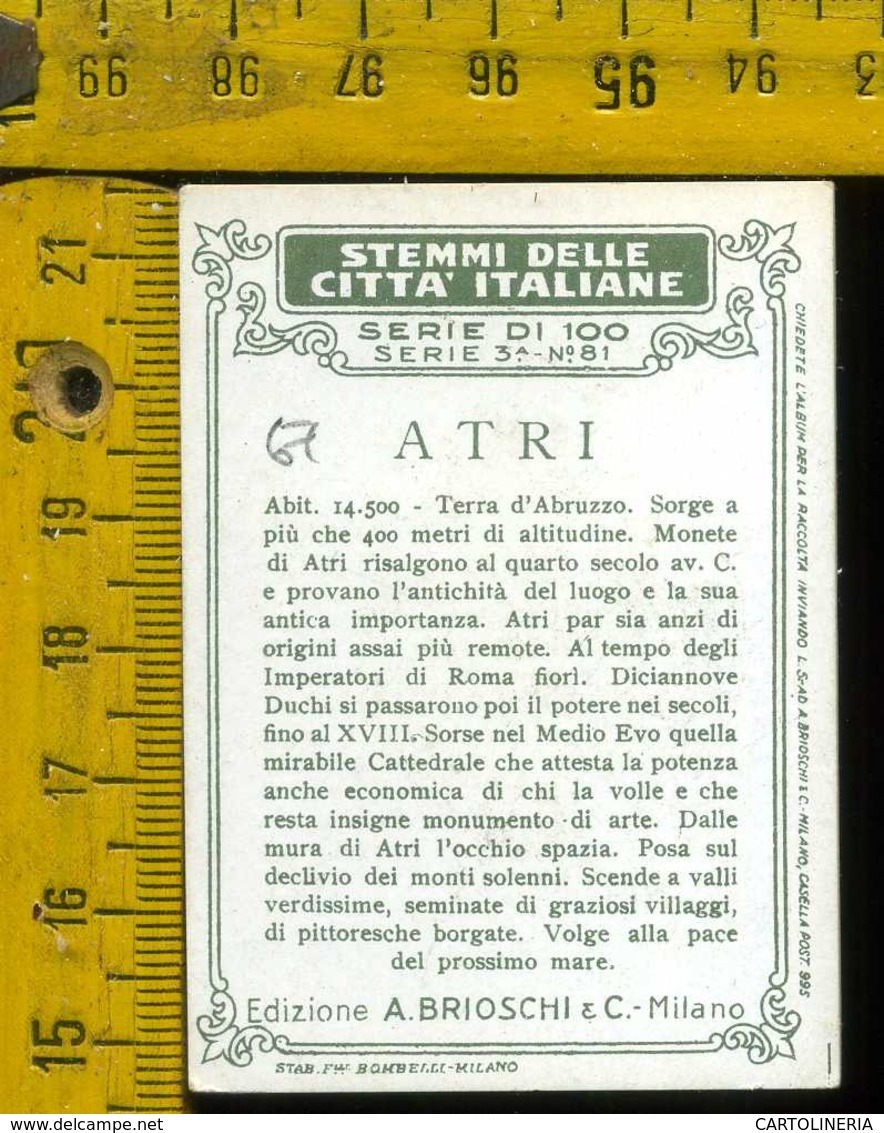 Figurina Brioschi Araldica Stemmi Città Italiane Serie 3 N°81 A -  Atri - Altri & Non Classificati