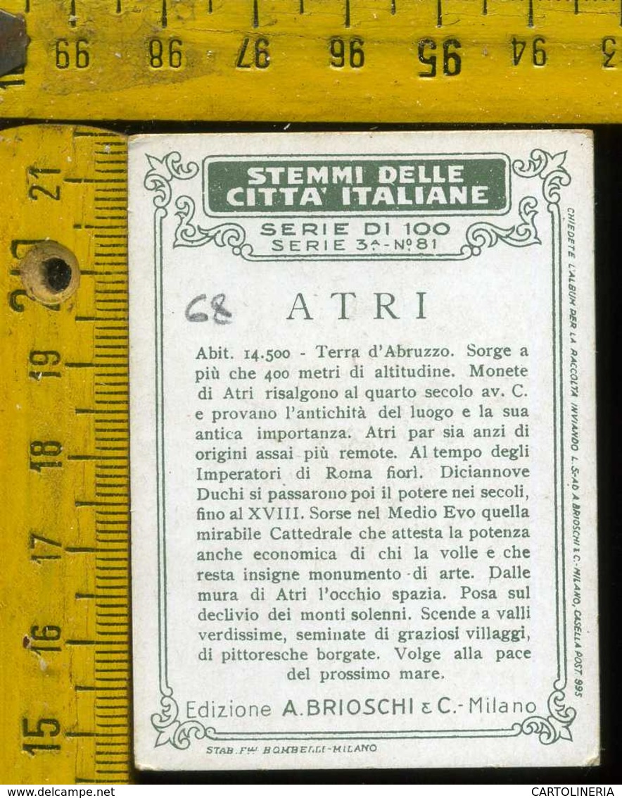 Figurina Brioschi Araldica Stemmi Città Italiane Serie 3 N°81 B  Atri - Altri & Non Classificati