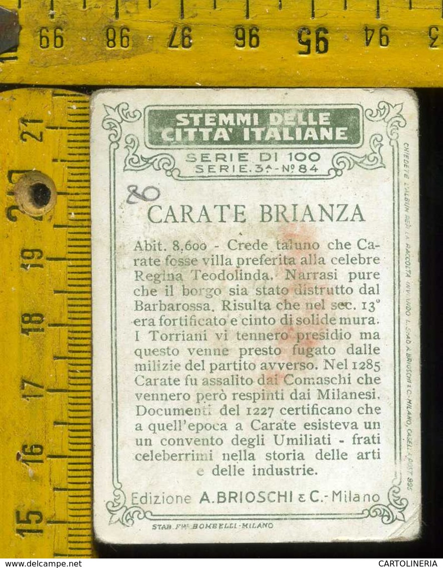 Figurina Brioschi Araldica Stemmi Città Italiane Serie 3 N°84 D   Carate Brianza - Altri & Non Classificati