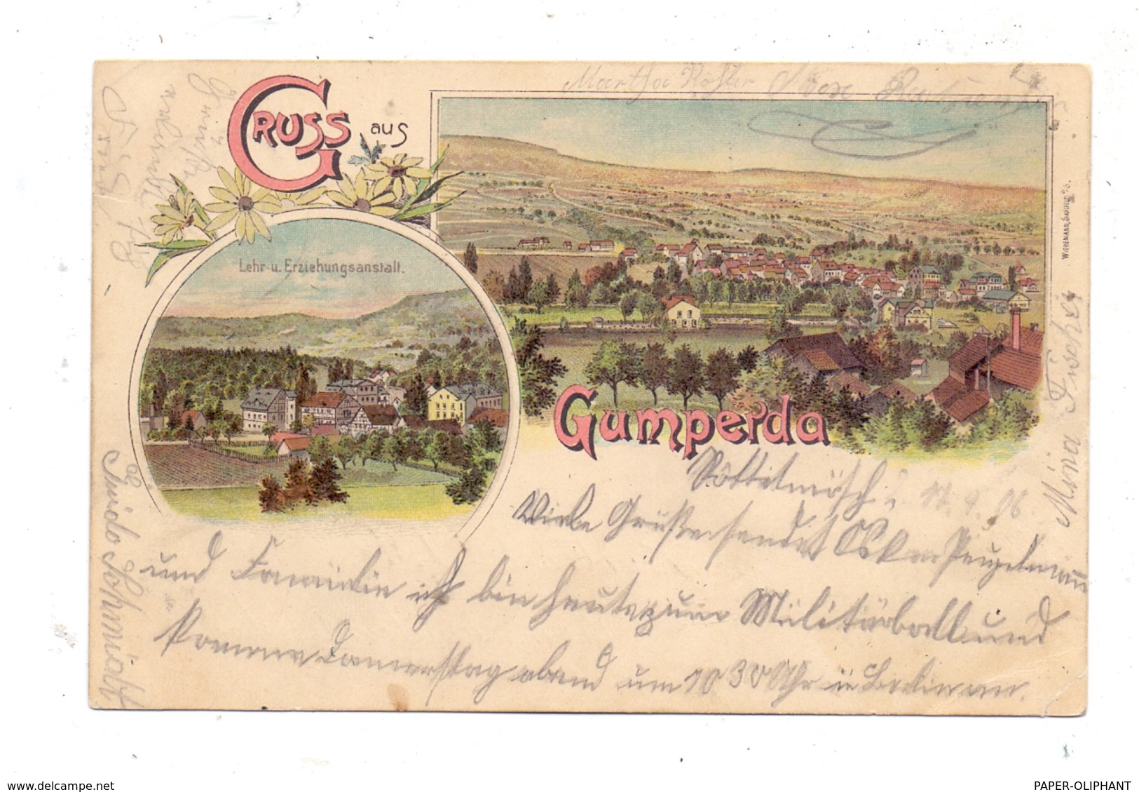 0-6901 GUMPERDA, Lithographie, Lehr- Und Erziehungsanstalt, Gesamtansicht - Eisenberg