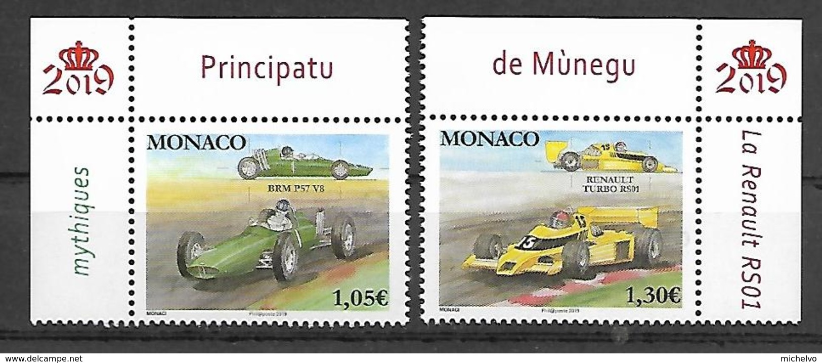 Monaco 2019 - Yv N° 3171 & 3172 ** Voitures  Mythiques (BRM P57 V8 & RENAULT RS01) - Unused Stamps