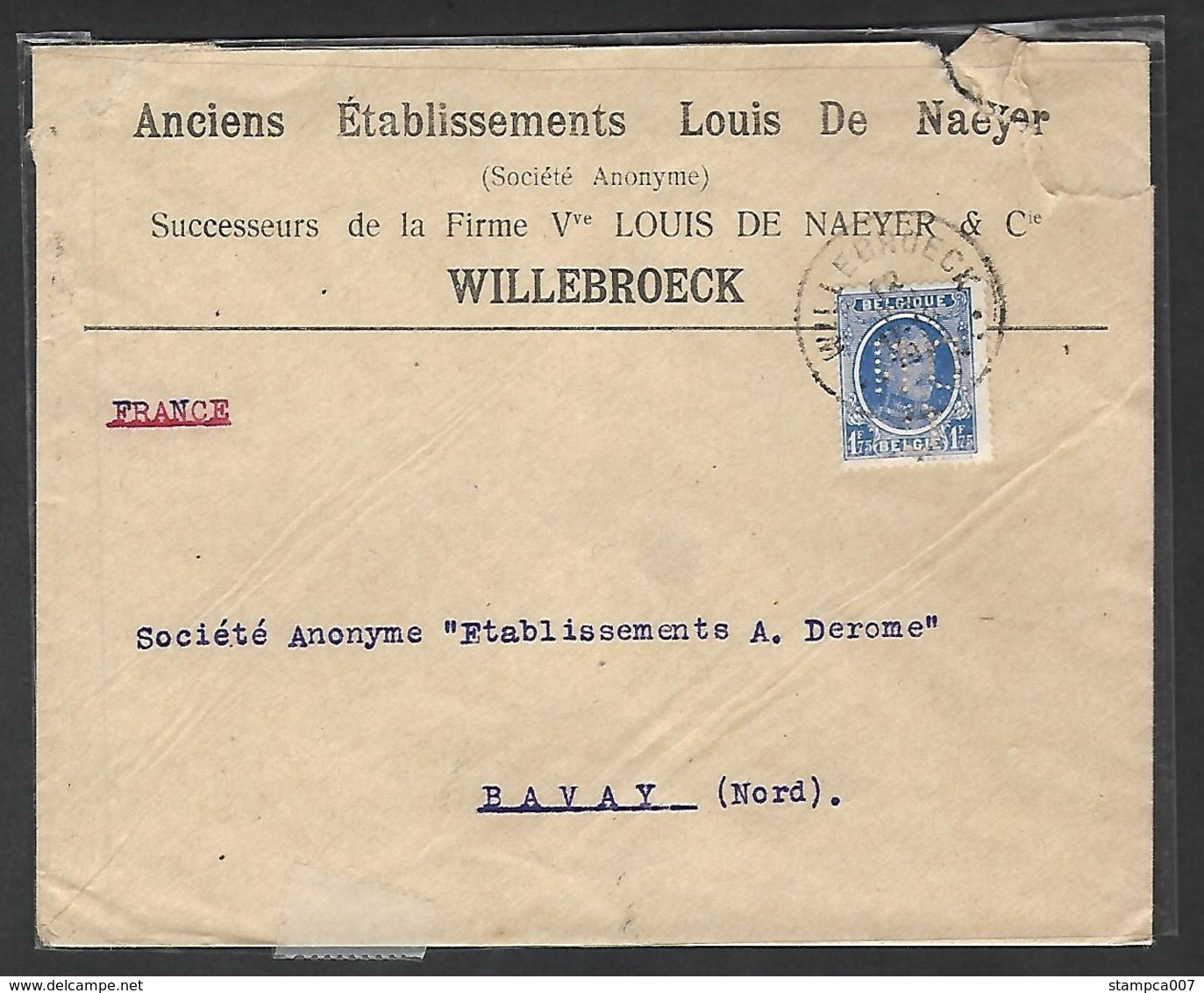 Perfin Perfo " L N C  " Anciens Etablissemnts Louis De Naeyer Willebroeck - 1909-34
