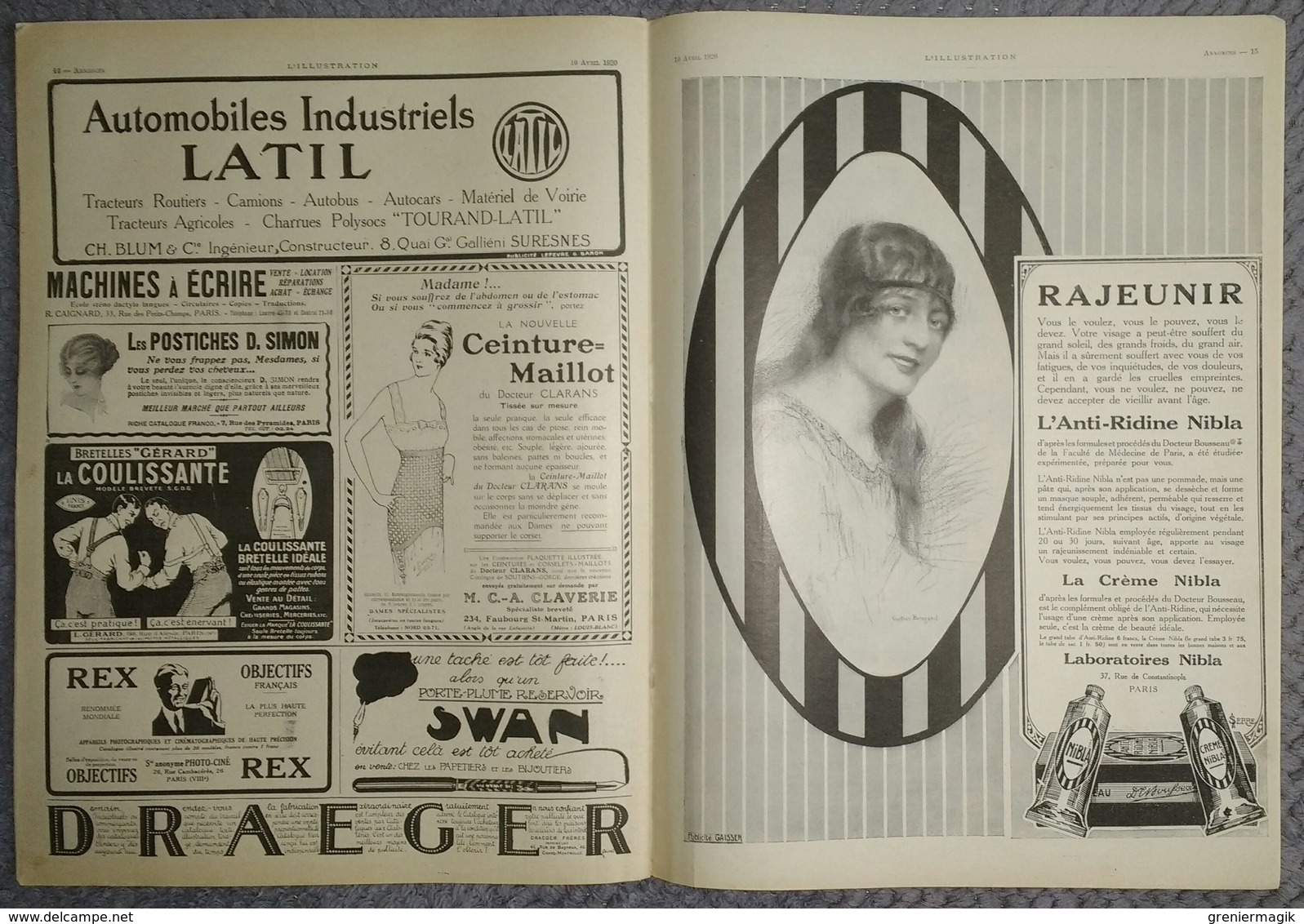 L'Illustration 4023 10 avril 1920 Sarah Bernhardt/M. Deschanel à Nice/Rugby France-Irlande/Mode/La mer vue du ciel