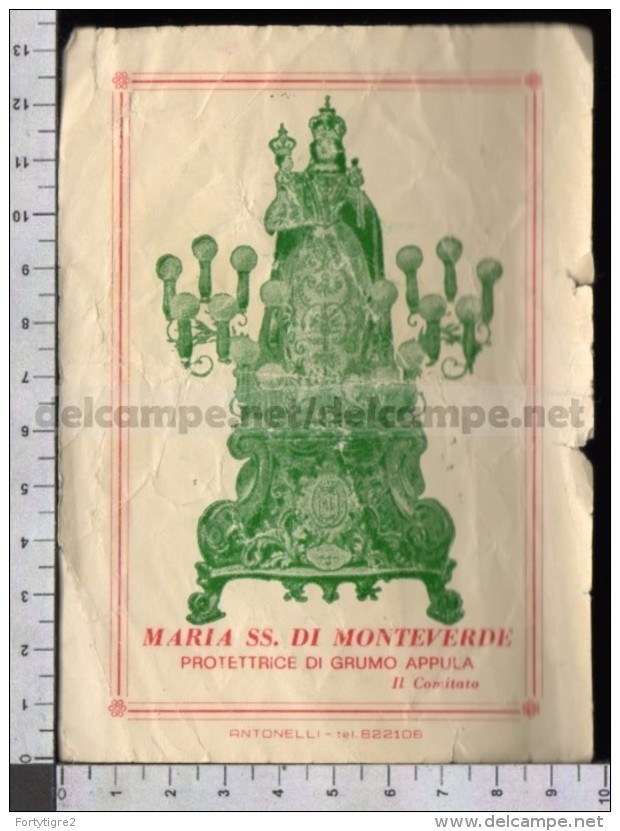 EM2249 MARIA SS. DI MONTEVERDE PROTETTRICE DI GRUMO APPULA DISCRETO TAGLI Santino Holy Card - Religione & Esoterismo