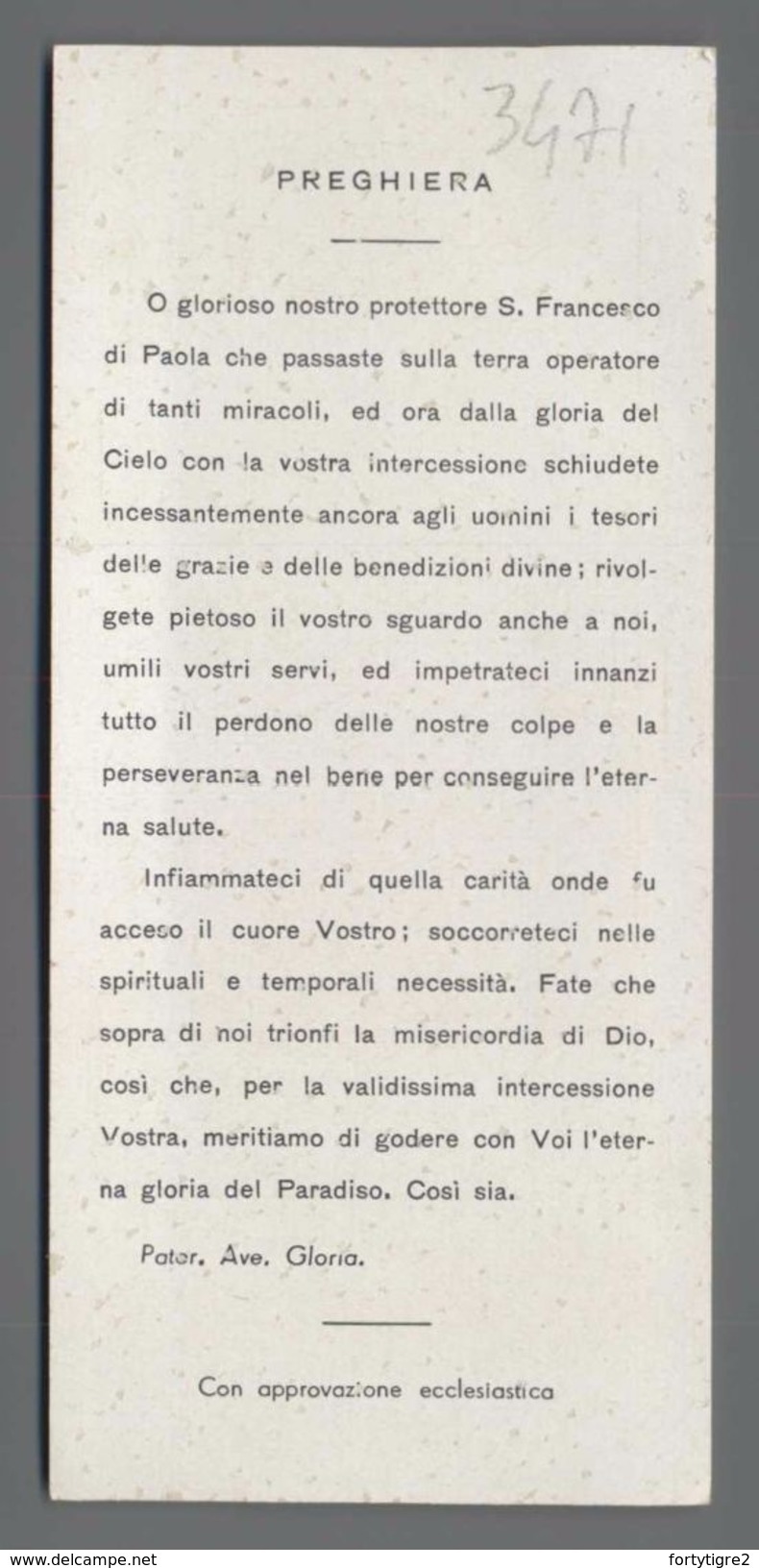 ES3471 S. SAN FRANCESCO DI PAOLA STAB. SALOMONE SEGNALIBRO Santino - Religione & Esoterismo