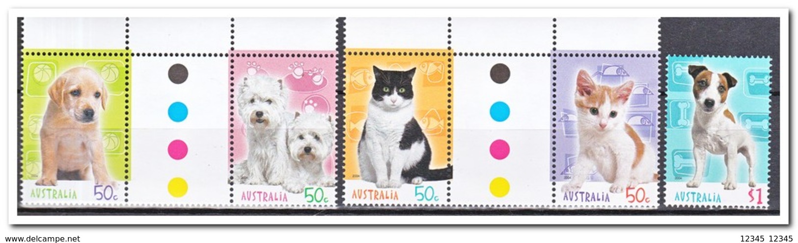 Australië 2004, Postfris MNH, Cats, Dogs ( Gutterpair ) - Ongebruikt