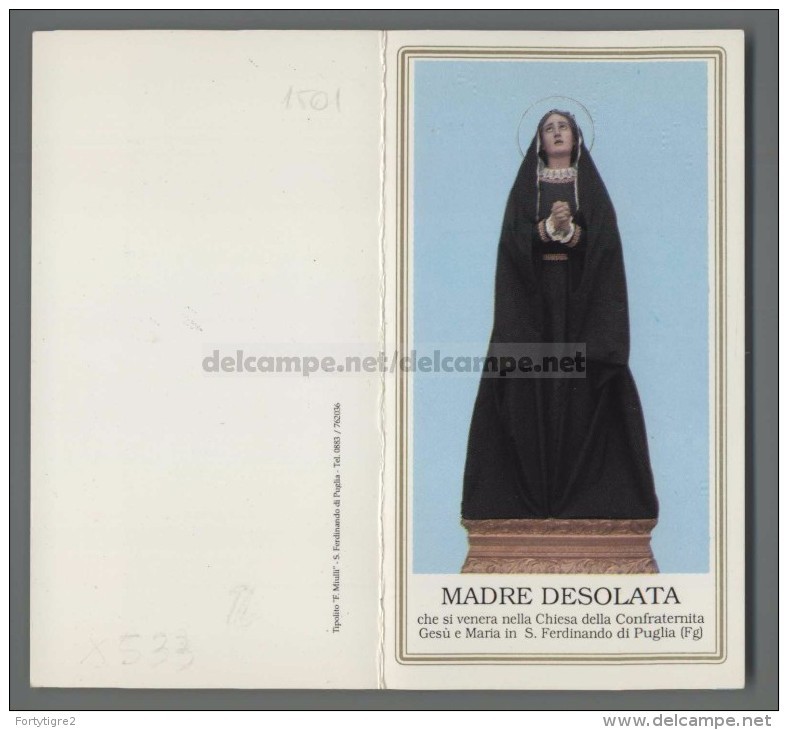 EM1501 MADRE DESOLATA ADDOLORATA SAN FERDINANDO DI PUGLIA APRIBILE - Religione & Esoterismo