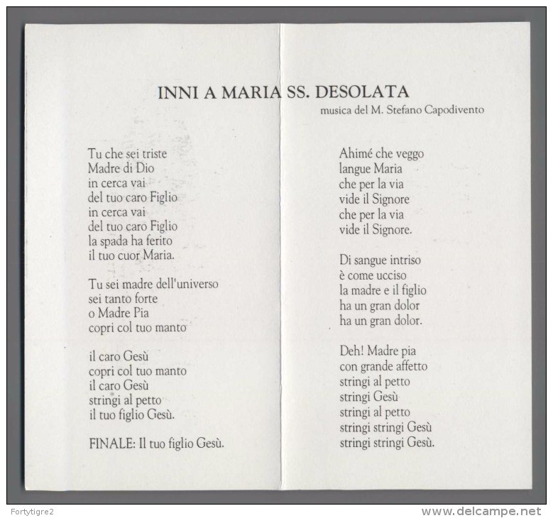 EM1501 MADRE DESOLATA ADDOLORATA SAN FERDINANDO DI PUGLIA APRIBILE - Religione & Esoterismo