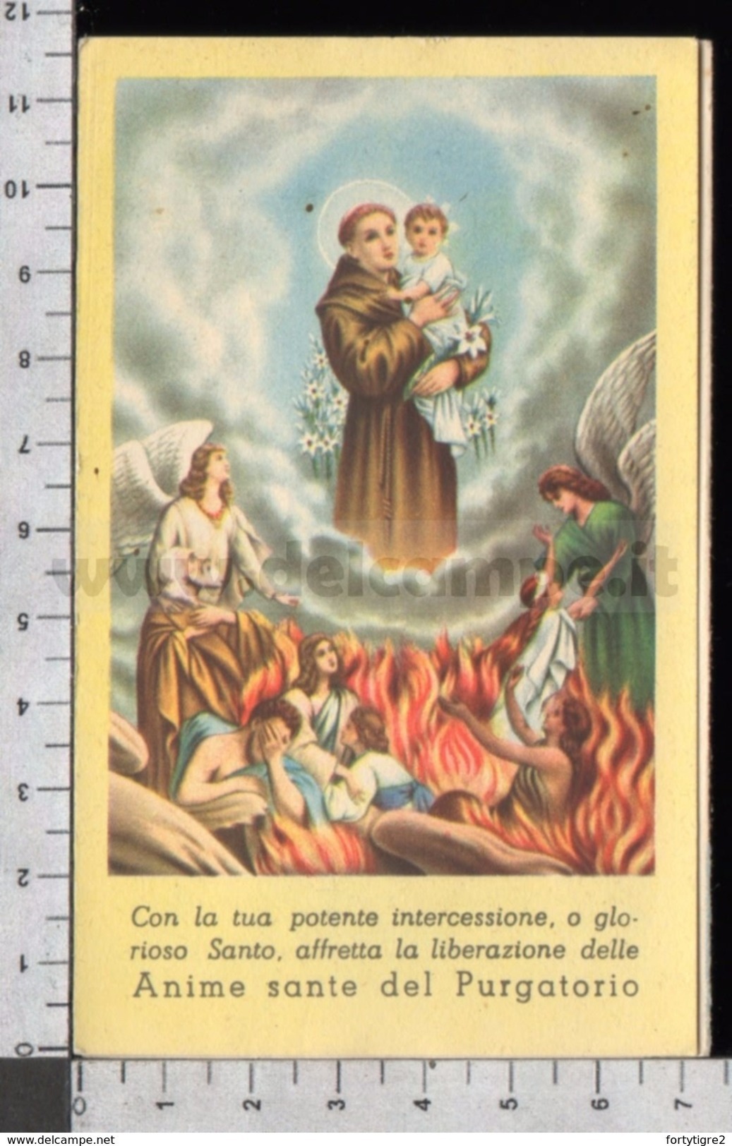 ES3035 S. ANTONIO DI PADOVA ANIME SANTE DEL PURGATORIO APRIBILE ORFANOTROFIO ANTONIANO ORIA BRINDISI - Religione & Esoterismo