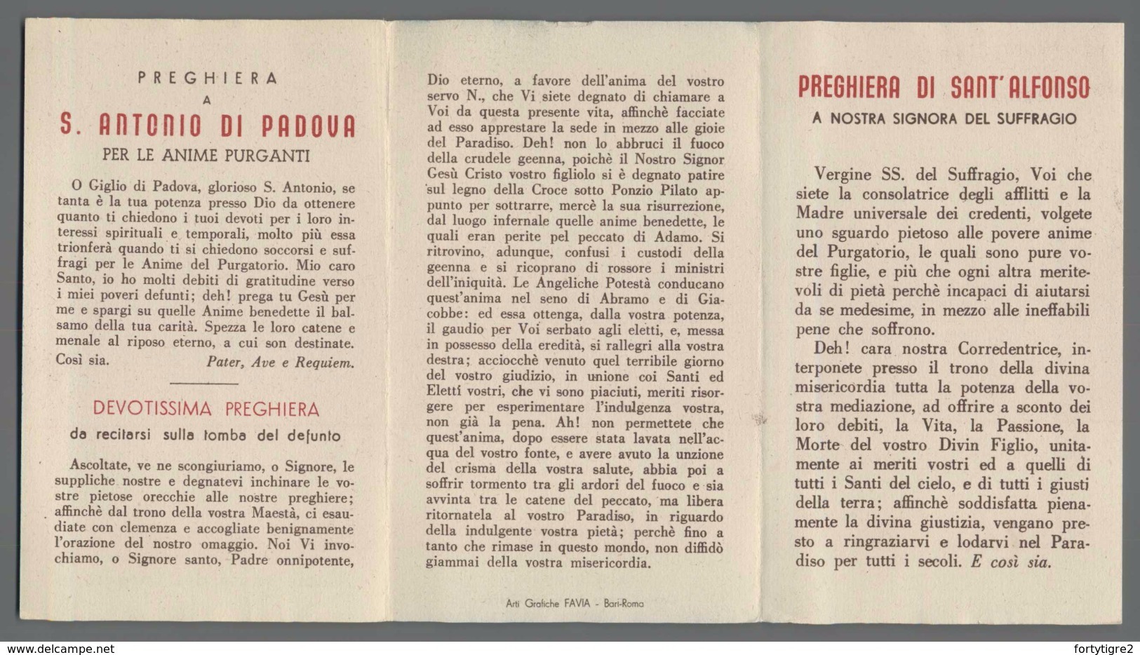 ES3035 S. ANTONIO DI PADOVA ANIME SANTE DEL PURGATORIO APRIBILE ORFANOTROFIO ANTONIANO ORIA BRINDISI - Religione & Esoterismo