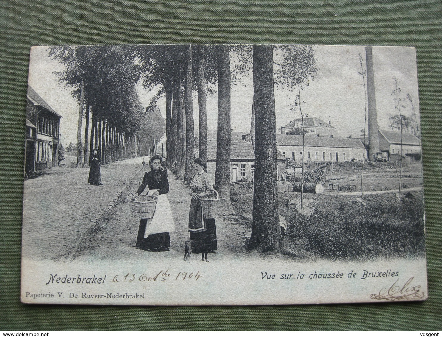 NEDERBRAKEL - VUE SUR LA CHAUSSEE DE BRUXELLES 1904 ( Scan Recto/verso ) - Brakel