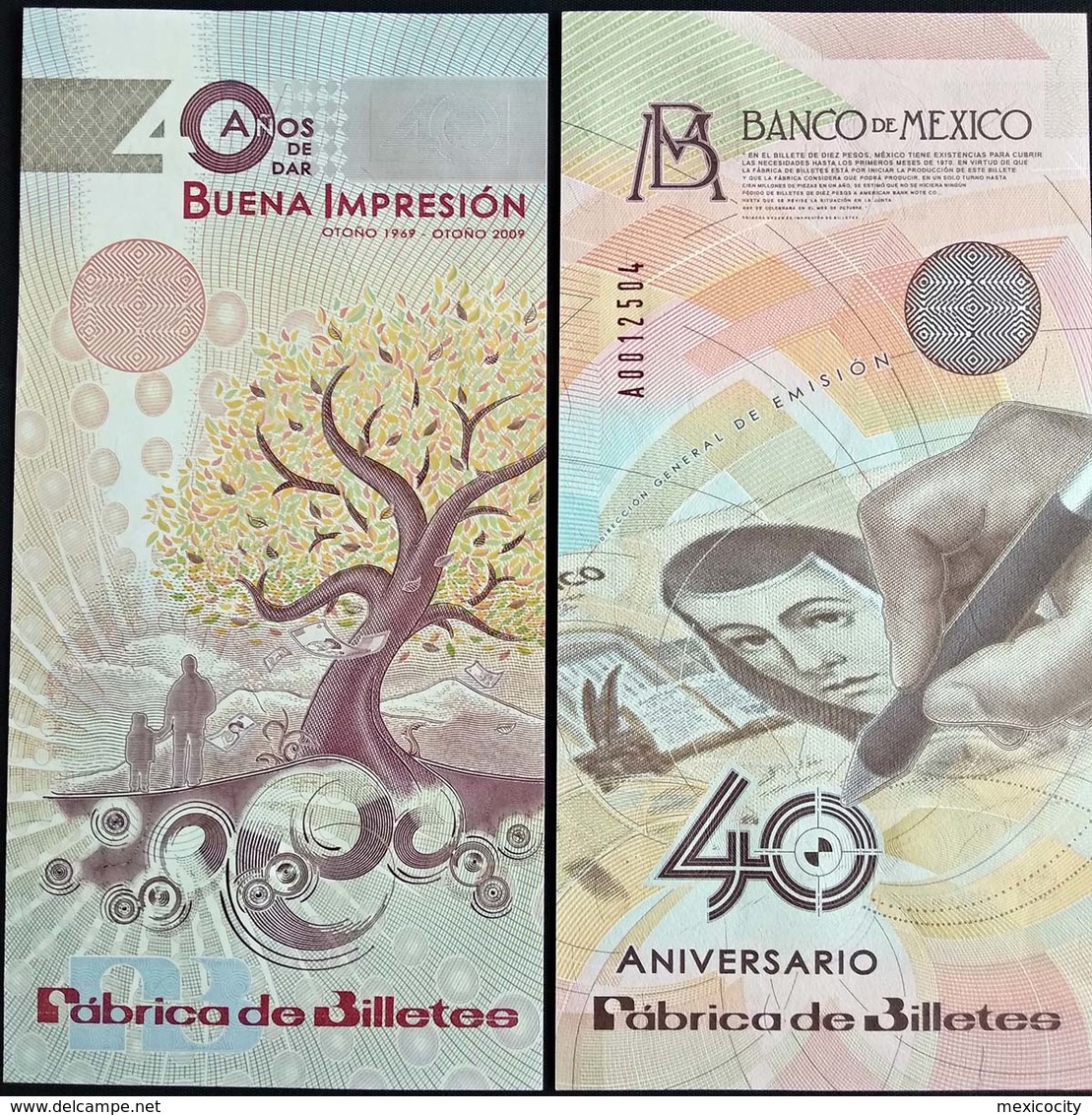 MEXICO 2009 BANKNOTE FACTORY COMMEMORATIVE "specimen Non Denominated" Banknote, Mint Crisp, Hard To Find - Mexique