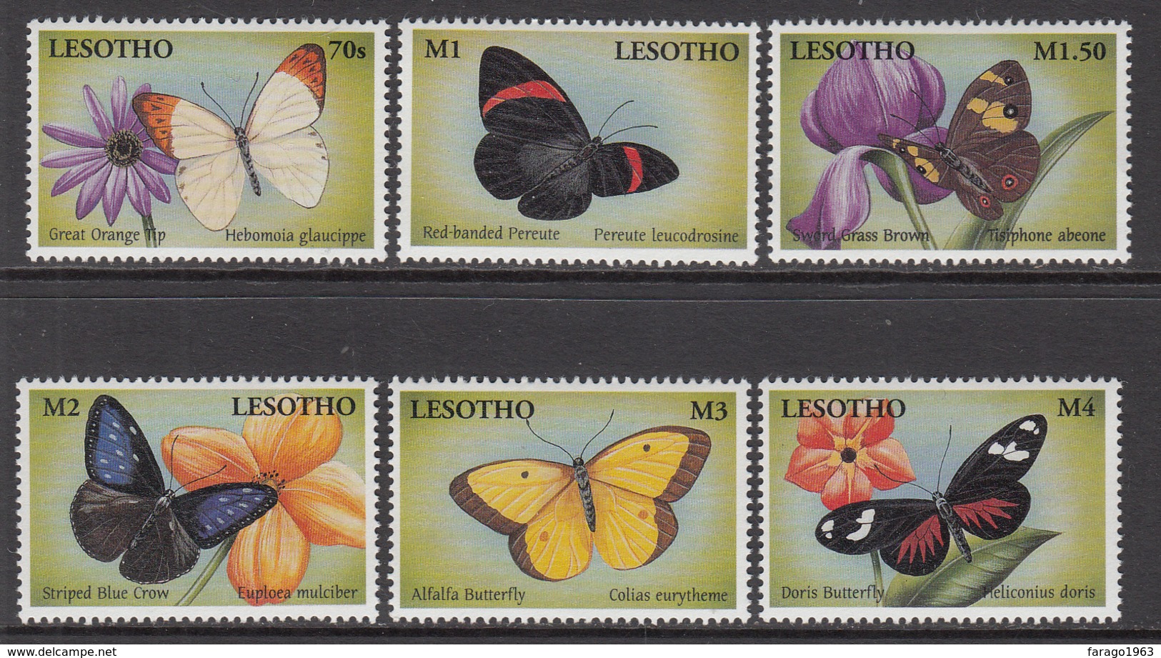 2001 Lesotho Butterflies Papillon Complete Set Of  6 MNH - Lesotho (1966-...)